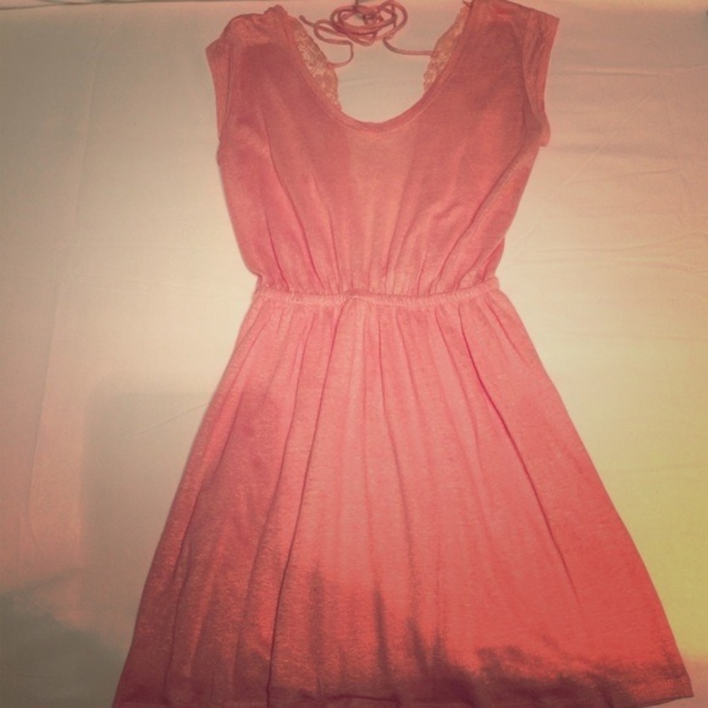 Coral ZARA Dress with Lace Back